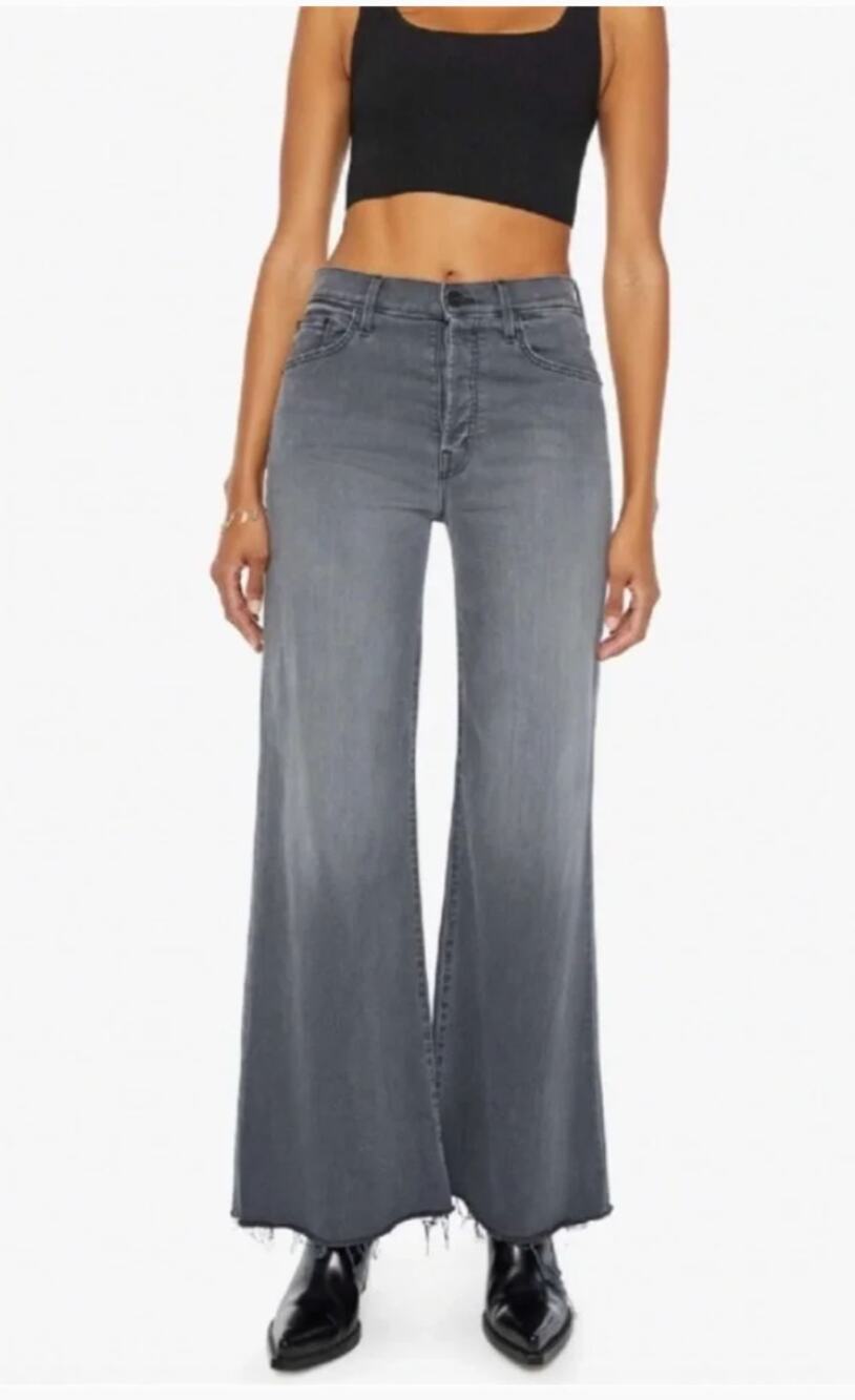 Mother The Tomcat Roller Fray Hem Jeans Dancing In The Moonlight Grey Size 28